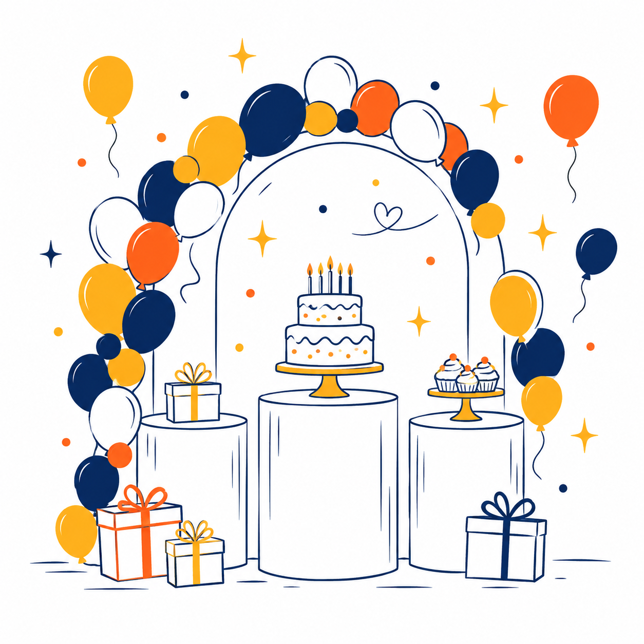 Ilustración de un montaje de cumpleaños Orivhana